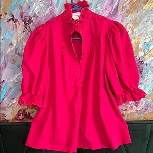Pomander Place Pink Ruffled Blouse size small